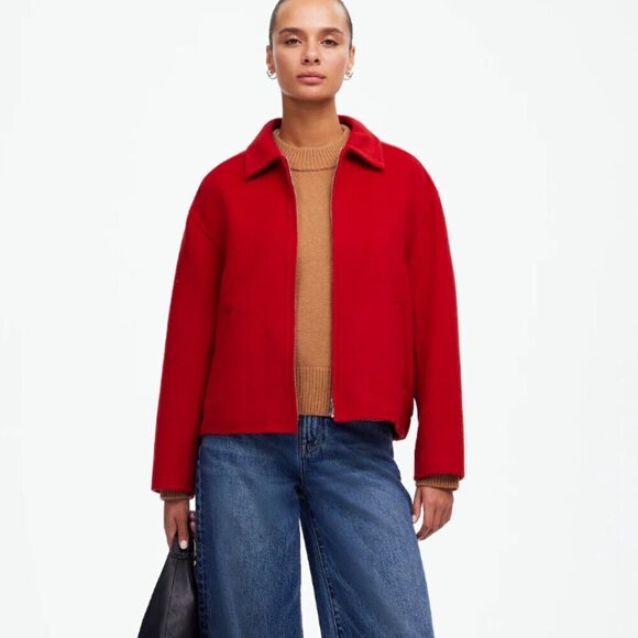 Madewell Jackets & Blazers - NWT Madewell Double-Faced Rounded-Sleeve Wool Blend Red Cherry Coat Jacket Med